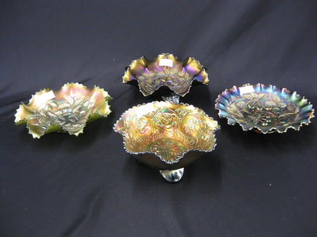 4 pcs Carnival Glass Three Fruit  14e3ef