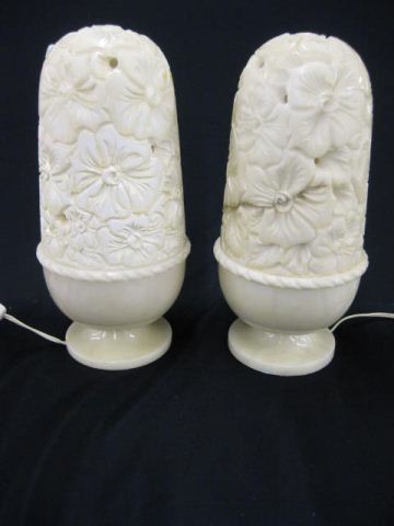 Pair of Carved Alabaster Lamps 14e3fc