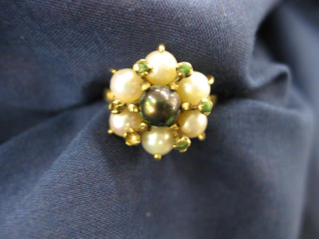 Pearl Emerald Ring floral style 14e409