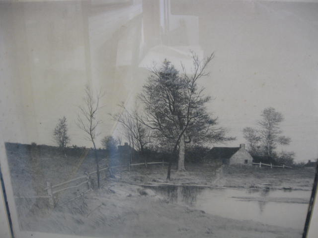 Victorian Engraving of Farm Along 14e40a