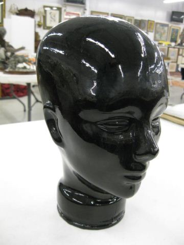 Black Glass Bust of a Man 11''.