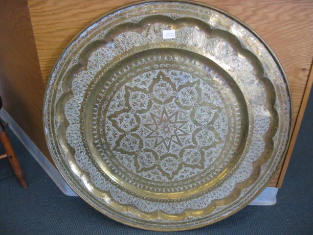 Large Hand Engraved Brass Tray or Tabletop