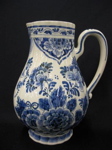 Delft Pottery Pitcher floral signed 14e416