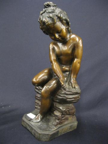 Bronze of a Seated Girl on Rock