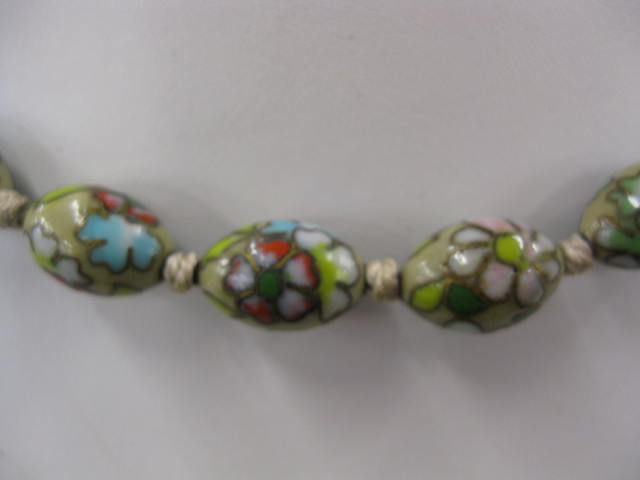 Cloisonne Necklace 32 oval beads 14e449