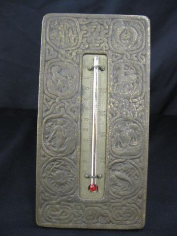 Tiffany Zodiac Bronze Desk Thermometer