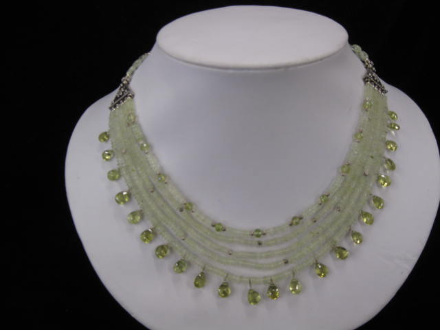 Peridot Necklace five strands of