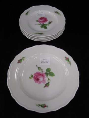 5 Meissen Porcelain Plates rose decor