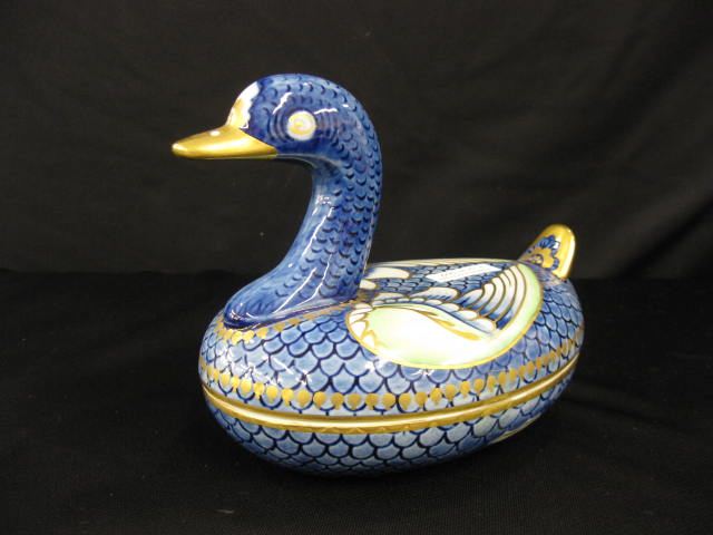 Sevres Porcelain Figural Duck Box
