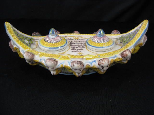 Portuguese Art Pottery Inkwell 14e4ba