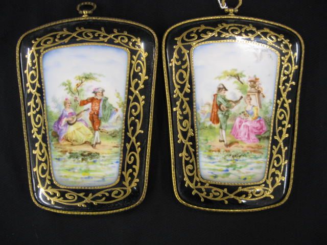 Pair of Porcelain Plaques courting scenes