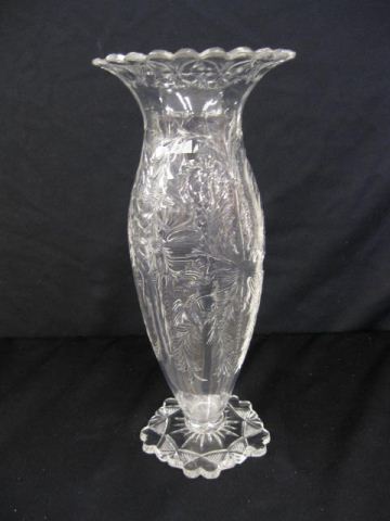 Cut & Engraved Glass Vase rock crystal
