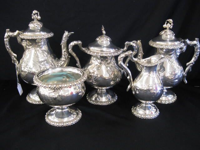 5 pc Victorian Silverplate Tea 14e521