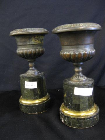 Pair of Bronze & Marble Urns classical