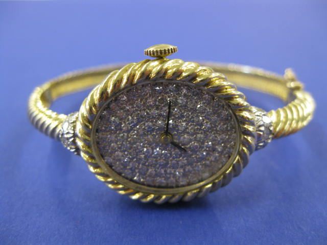 Diamond Wristwatch 18k yellow gold rope