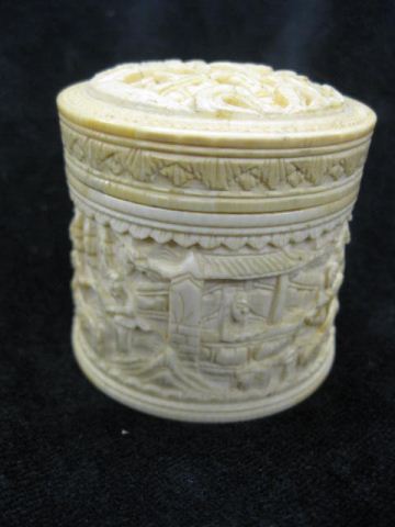 Chinese Carved Ivory Round Box