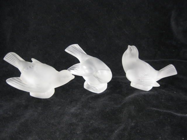 Set of 3 Lalique French Crystal Bird