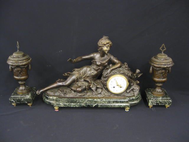 3pc Victorian Bronzed Figural 14e57d