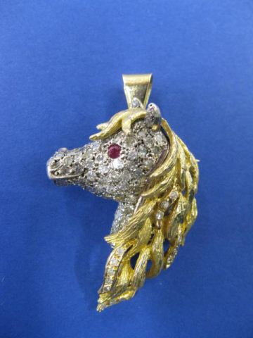 Diamond Figural Horsehead Brooch