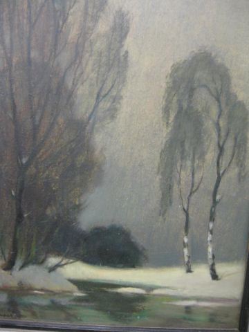 Impressionist Oil on Board Winter 14e581