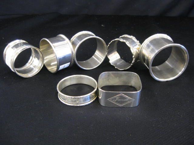 Lot of 7 Sterling Silver Napkin Rings