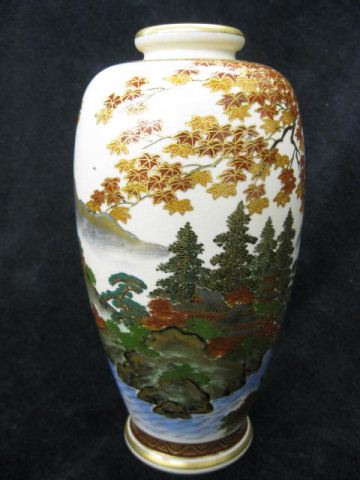 Japanese Satsuma Pottery Vase village 14e5a5