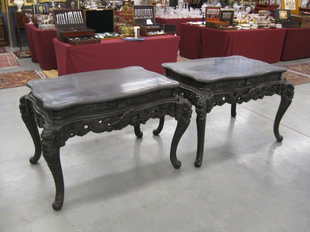 Pair of Carved Chinese Tables.