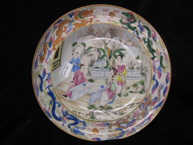 Chinese Porcelain Plate family courtyard