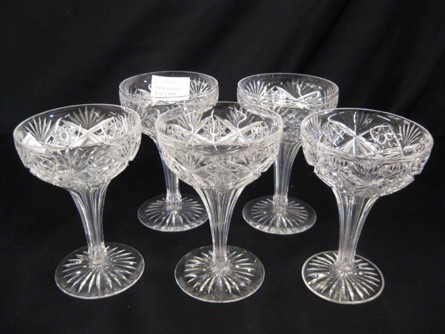 5 Cut Glass Champagne Glasses brilliant 14e5c5