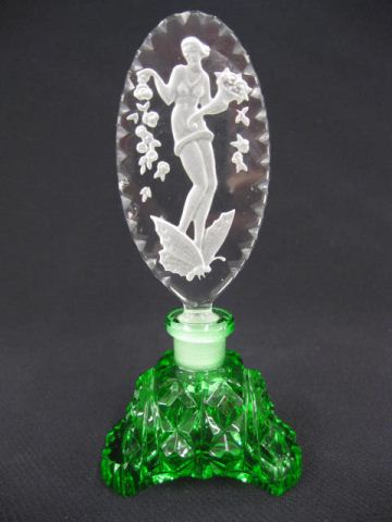 Czechslovakia Glass Perfume Bottle intaglio