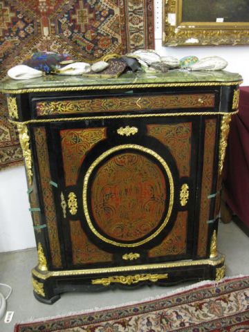 French Bouille Inlaid Cabinet marble