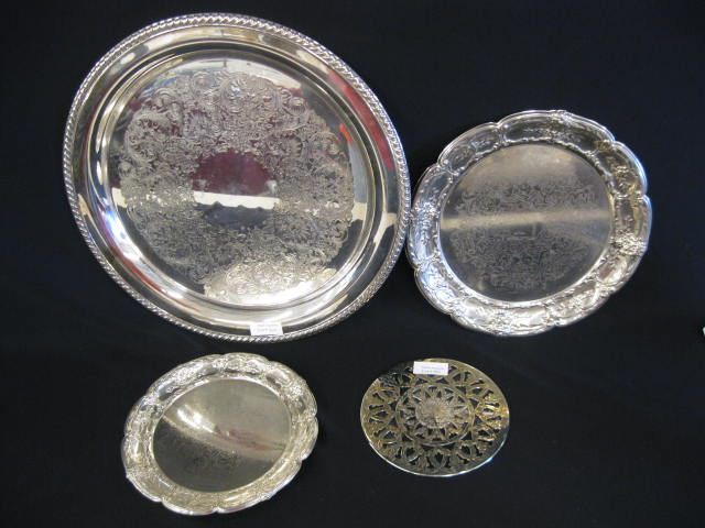 4 Silverplate Items;round trays from