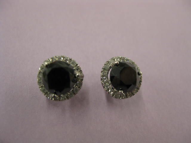 Black Diamond Stud Earrings 3 carat