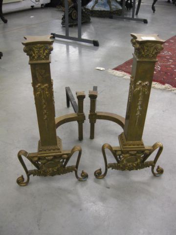 French Victorian Brass Andirons