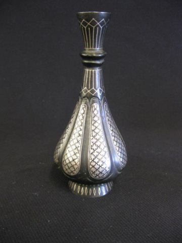 Indian Bedri Vase with silver inlay