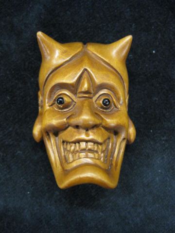 Carved Boxwood Netsuke of a Devil 14e6ac