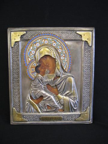 Russian Icon Madonna Child silver 14e6c3