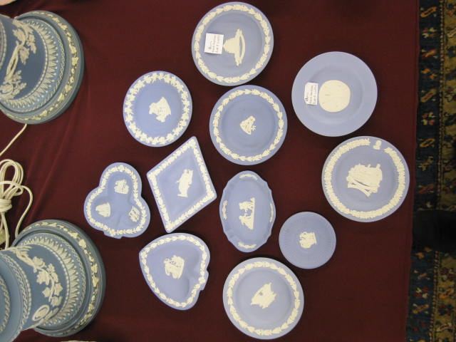 11 Wedgwood Blue Jasperware Dishes various