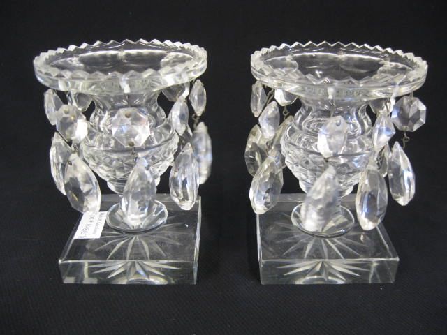 Pair of Cut Crystal Candleholders regency