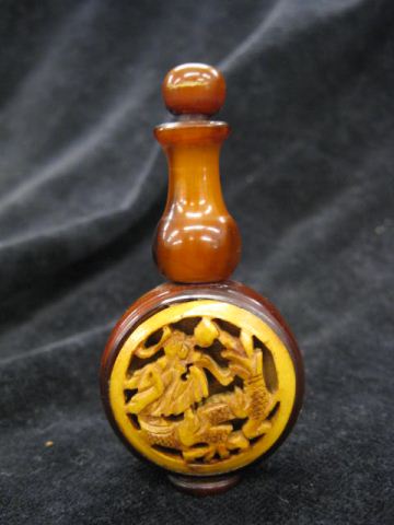 Chinese Snuff Bottle carved horn 14e727