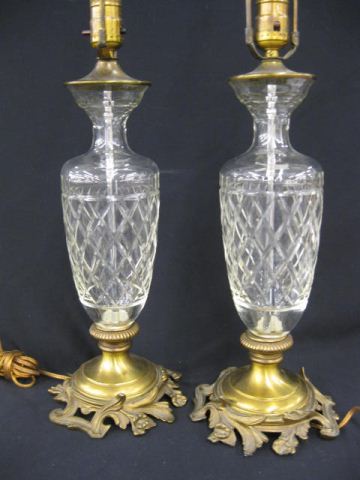 Pair of Cut Crystal Bronze Table 14e750