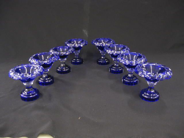 Set of 8 Cobalt Cut-to-Clear Salt