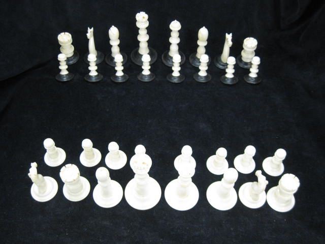 Carved Ivory Chess Set complete