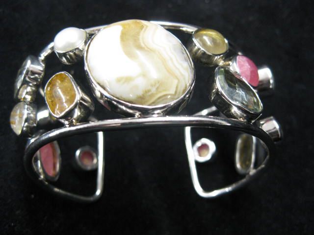 Gemstone Sterling Cuff Bracelet 14e77b