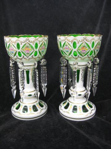 Pair of Emerald Cased Art Glass 14e77f
