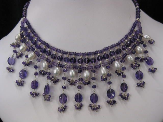 Amethyst Pearl Necklace fine 14e78f