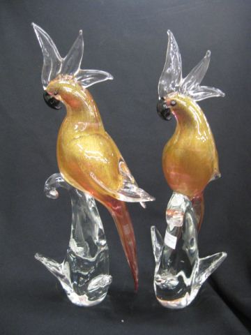 Pair of Murano Art Glass Bird Figurines