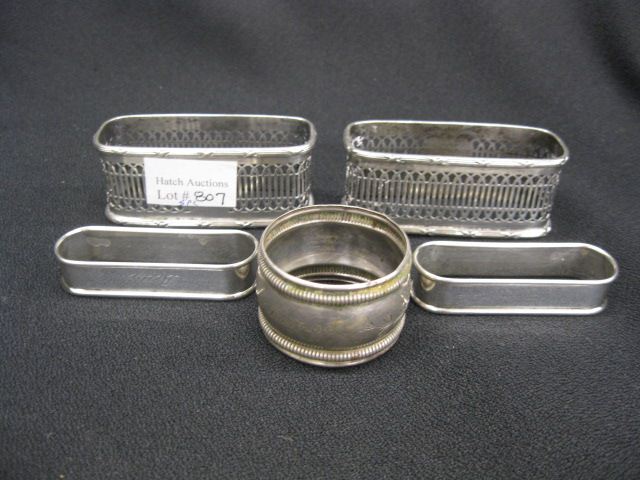 5 Sterling Silver Napkin Rings elongated