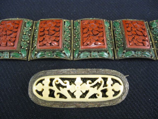 Chinese Enameled Cinnabar Bracelet 14c097