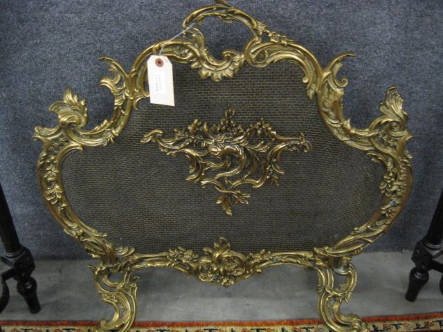 Ornate French Style Brass Firescreen